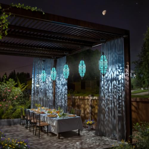 Twinkya Hanging Solar Lights Outdoor Garden Decorative Solar Lantern Waterproof Metal Moroccan Outdoor Decorations for Patio Pathway Yard Porch Backyard Garden Decor (Black, 1 Pack) - color: Black, size: 1pack