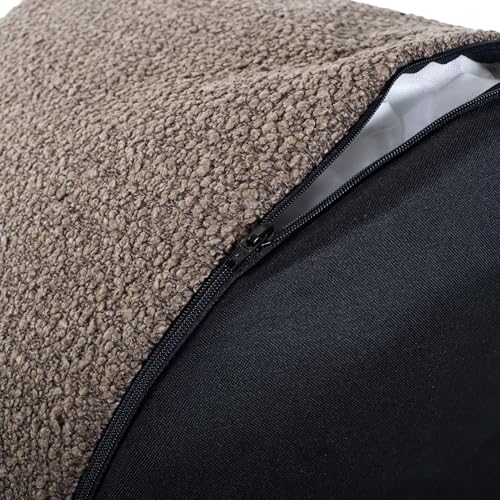 Howard Elliott Collection Barbet Round Foot Pouf Ottoman with Removable Zipper Cover, Woven Polyester Fabric Filled with Fiber and EPS Beads for Footrest or Extra Seating, 22x22x15 Inch, Chocolate - color: Brown