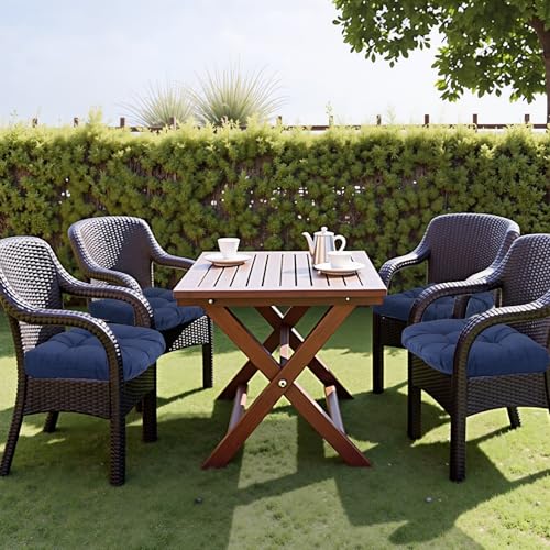 MTMR Water-Repellent Outdoor Chair Cushions Set of 2, 19”X19” Patio Chair Cushions with High Elasticity PP Cotton, No Fading Tufted Seat Cushions for Outdoor Furniture, Thick and Large Patio Cushions - color: Navy