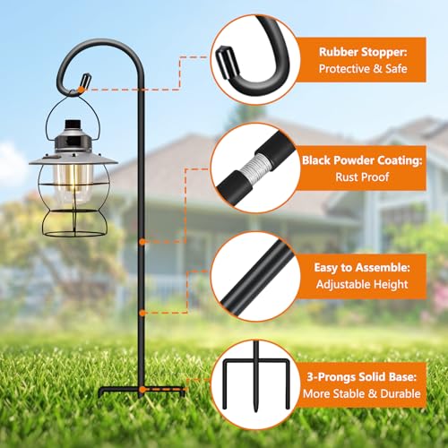 Gtongoko 32 Inch Shepherd Hooks for Outdoor 4 Pack, Adjustable Garden Hooks for Hanging Plants, Lanterns, Solar Lights, Mason Jars & Wedding Decor, Matte Black Decorative Shepherd’s Hooks - size: 32 Inch, style: 4 Pack