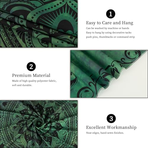Tichgeim Green Mandala Tapestry for Bedroom Aesthetic, Boho Hippie Ceiling Art Decor Tapestries, Bohemian y2k Floral Backdrop Wall Hanging for Teen Girls Dorm Living Room (60"X79") - color: A-Green Mandala Tapestry, size: 79"L x 60"W