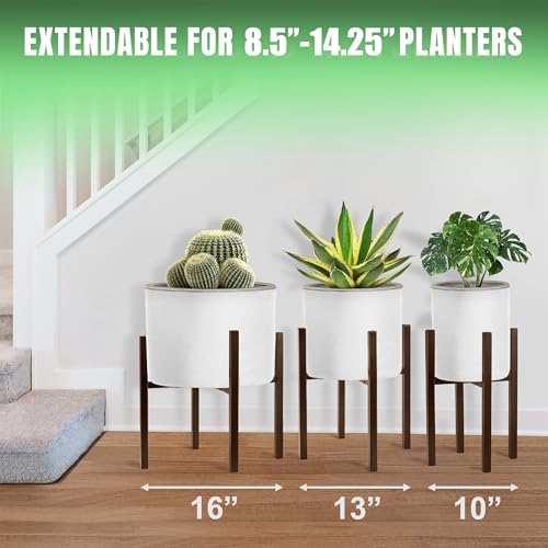 Sorbus Adjustable Metal Plant Stand – Mid Century Style Flower Pot Holder, 10 to 16 Inches Planter Stand for Modern Home Décor, Houseplants – Plant & Pot NOT INCLUDED (Brown, 2 Pack) - color: Brown, size: 2 Pack