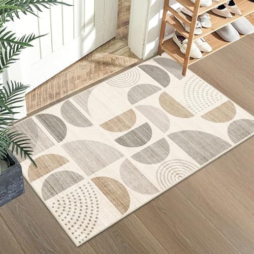 MUJOO Boho Small Rug Washable,2x3 Area Rugs for Entryway Bathroom Entry Entrance Kitchen,Front Door Mat Soft Throw Carpet Non Slip Indoor Modern Abstract Bohemian Neutral Beige - color: Beige and Cream, size: 2' x 3' (Rectangular)