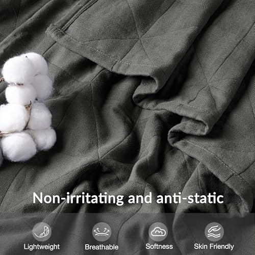 Exclusivo Mezcla 100% Cotton Muslin Blanket for Bed, Queen Size 4-Layer Moisture-Wicking and Breathable Ultra Soft Gauze Blanket for Spring Summer, 90"x90", Dark Grey - color: Dark Grey, size: Queen (90"x90")
