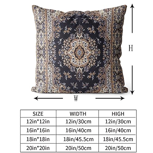 Snycler Boho Throw Pillow Covers 20x20 inch Set of 2 Black Medallion Border Area Rug Double Sided Pattern Cotton Soft Pillow Case Cushion Cover Pillowcase for Couch Sofa Bed Decorative - color: Boho-11, size: 20" x 20" (Pack of 2)