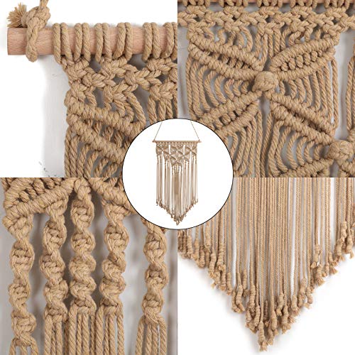 Macrame Wall Hanging Boho Hand Woven Macrame Tapestry Chic Bohemian Apartment Dorm Room Decoration, Brown, 16x28 Inches - color: Brown