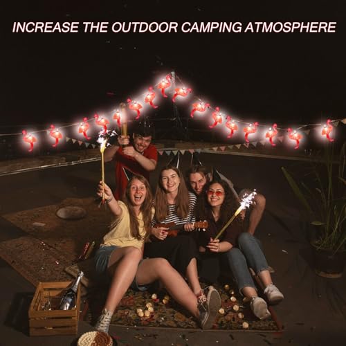 8.5Ft Pink Flamingo Outdoor String Lights, 9ft Summer Patio LED String Lights, Bedroom Birthday Wedding Holiday Summer Theme Outdoor Cute Party Lights, Tropical Party Decoration, Flamingo Decoration - style: Flamingo