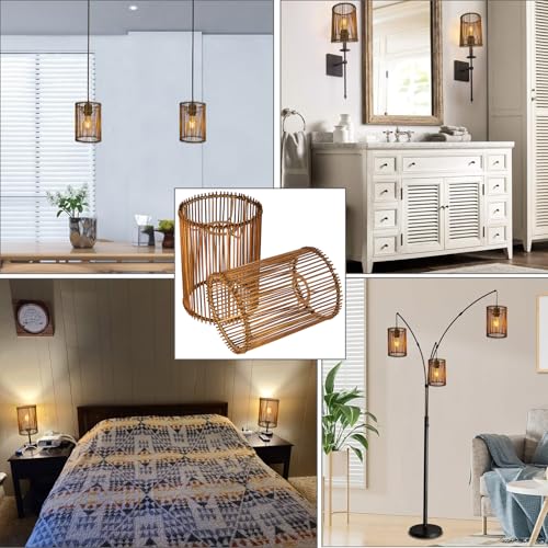 2 pack Small Lampshades for Table Lamp Shade Floor Lamp Shade,woven rattan boho Bamboo Lampshades,5.5"x5.5"x7.9",Dark brown - color: Dark brown