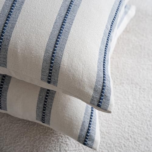 Cethom Boho Throw Pillow Covers 22x22 Set of 2, Navy Blue Striped Decorative Pillow Cases for Couch Chair Bed, Textured Farmhouse Modern Accent Cushion Covers for Living Room Bedroom Sofa Home Decor - color: Navy Blue, size: 22" x 22" (Pack of 2)