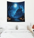 EMMTEEY Halloween Tapestry Night Forest Pumpkins Horror Castle Ceiling Tapestry 50X60 Vertical Wall Art for Bedroom Living Room Fall Backdrop