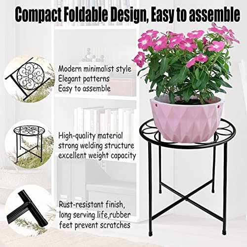 Plant Stand, Round Plant Stands Indoor Outdoor, Retro Design 15'' Tall Plant Stand, Rust-proof Coated Metal Plant Pot Stand Flower Stands for Indoor Plants Patio Garden Home Decor Set of 1 - size: 15'' 1 COUNT