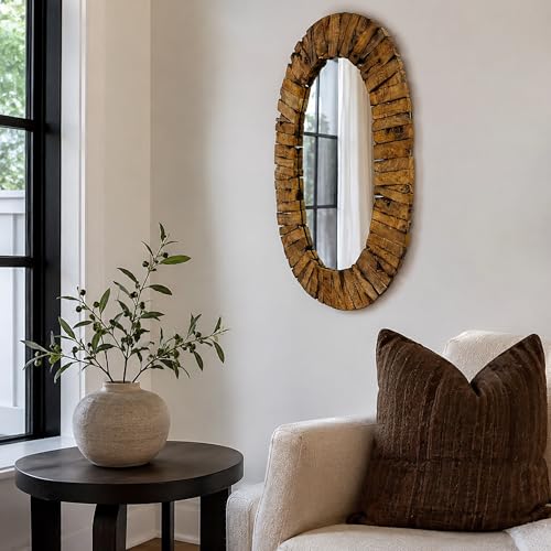 Rutledge & King Wall Mirror - Rustic Oval Mirror - Decorative Circle Mirrors for Bathrooms, Living Rooms, and Bedrooms (1 Pack, Bayshore - Extra Large) - color: Bayshore - Extra Large