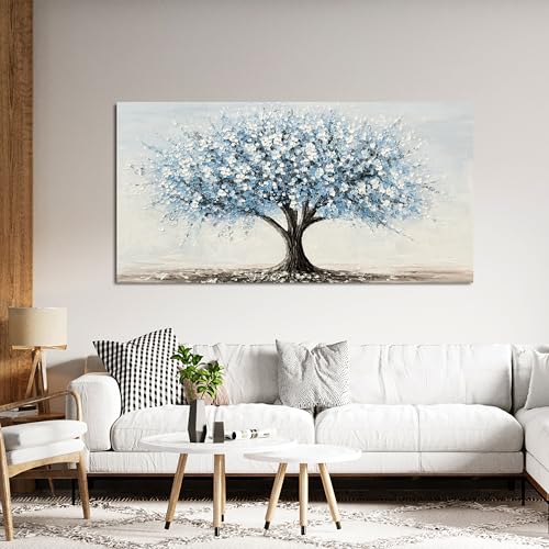 Canvas Wall Art Decor Wall Art Pictures for Living Room Vintage White Blue Wall Art Prints Tree of Life Wall Art Decorations Canvas Art Wall Decor Artwork for Walls Bedroom Office Decor 20" X 40" - color: XY-01J, size: 40"L x 20"W