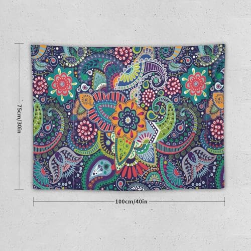KANEPE Retro Floral Tapestry Bright Colorful Blue Colorful Paisley Pattern Wall Hanging Tapestries Home Decor for Living Room Bedroom Apartments Farmhouse Dorm,40inx30in (102×76cm)【Small】 - color: Boho-2, size: 40Wx30L