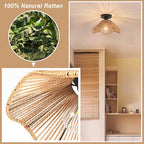 Surpars House Boho Rattan Ceiling Light Fixture, Mini Rattan Chandelier Lighting Fixture, Hand Woven Ceiling Light Fixtures for Hallway Bedroom Kitchen Entryway Living Room (Light Brown) - color: Light Brown