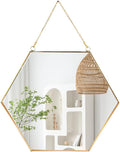 LONGWIN Hanging Wall Hexagon Mirror Decor Gold Geometric Mirror with Chain for Bathroom Bedroom Living Room 11.8"x 10.2"
