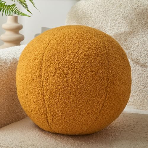 Ball Pillow 11.8 Inches Round Throw Pillow Yellow Simple Modern Ball Shaped Throw Pillow，Nordic Style Cushion Decorative Pillow for Couch,Sofa,Bedroom - color: Khaki Ball