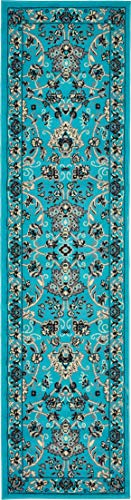 Unique Loom Sialk Hill Collection Area Rug - Washington (2' 2" x 8' 2" Runner Turquoise/Black) - color: Turquoise/Black, size: 2'2" x 8'2" (Runner)