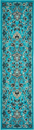 Unique Loom Sialk Hill Collection Area Rug - Washington (2' 2" x 8' 2" Runner Turquoise/Black) - color: Turquoise/Black, size: 2'2" x 8'2" (Runner)