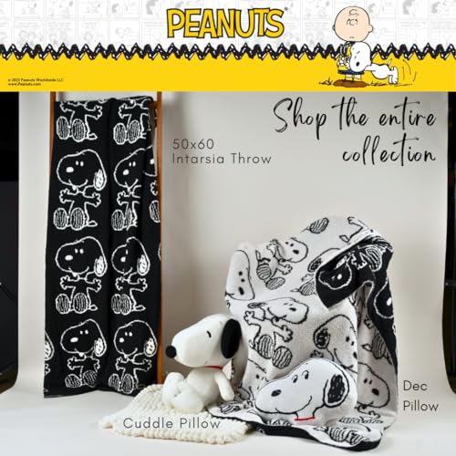 Franco Collectibles Peanuts Snoopy Bedding Soft Cozy Chic Dreams Feather Knit Intarsia Throw Blanket, 50 in x 60 in, (Officially Licensed Product) - color: Peanuts, size: 50 in x 60 in