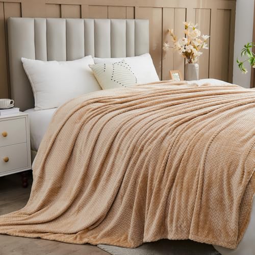 NEWCOSPLAY Super Soft Queen Blanket Brown Premium Silky Flannel Fleece Leaves Pattern Lightweight Bed Blanket All Season Use (Brown, Queen(90"x90")) - color: Brown, size: Queen(90"x90")