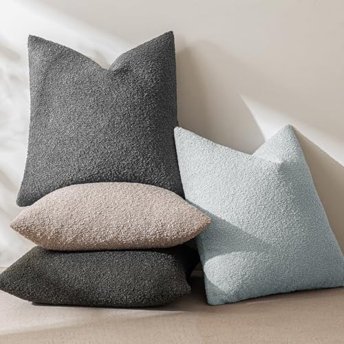MIULEE 18x18 Inch Decorative Pillow Covers for Couch Bed Set of 2 Textured Boucle Neutral Throw Pillow Covers Dark Coffee Brown Accent Solid Pillowcases Sofa Living Room Home Decor - color: Dark Coffee, size: 18" x 18" (Pack of 2)