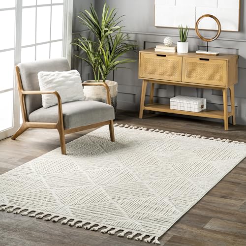 Nuloom Kerry Cream, 6' Square, Geometric, Soft and Cozy, High Traffic, Stain Resistant, Easy Clean, Durable Area Rug for Bedroom, Living Room, Dining Space, Den, Foyer, Entryway - color: Kerry Cream, size: 6' x 6' (Square)