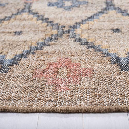 SAFAVIEH Kilim Collection Accent Rug - 2' x 3', Natural & Blue, Handmade Moroccan Boho Jute & Cotton, Ideal for High Traffic Areas in Entryway, Living Room, Bedroom (KLM753A) - color: Natural/Blue, size: 2' x 3' (Rectangular)