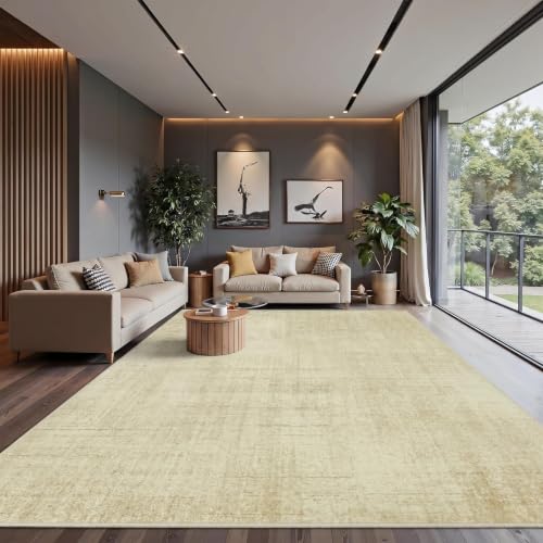 Joydeco 10x12 Area Rugs Classic for Living Room, Beige | Non Slip Machine Washable Low Pile for Bedroom Dining Room Home Office Pet & Child Friendly - color: Beige, size: 10' x 12' (Rectangular)