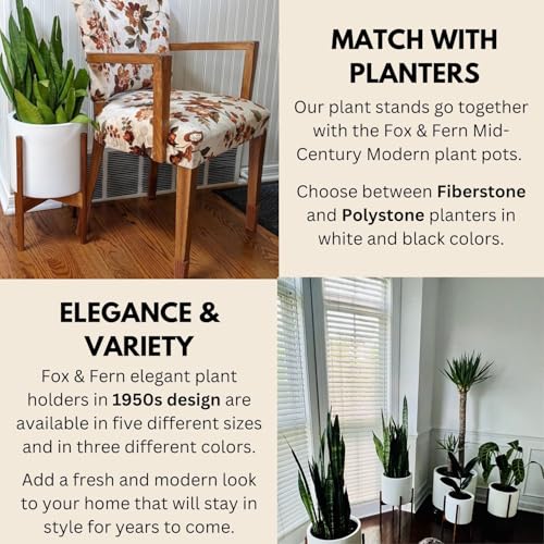 Fox & Fern Mid Century Plant Stand — 10 Inch Fixed Size Wooden Plant Stand for Indoor Planters (Not Included) - Raised Flower Pot Holder for Indoors - Plug In Design - Two Height Options - Acacia - color: Acacia, size: 10 Inch - Fixed
