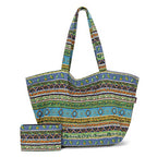 OPQRSTU Women Hippie Tote Hand Bag Large Capacity Bohemian Bag Portable Tourist Shoulder Bags - color: Green