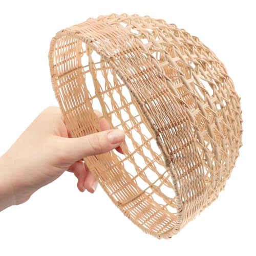 11" x 6.3" Natural Rattan Pendant Lamp Shade, Hand-Woven Wicker Replacement Lampshade with 1.61" Fitter for E26/E27 Base, Boho Coastal Hanging Light Cover for Kitchen Island, Dining Room, and Nursery
