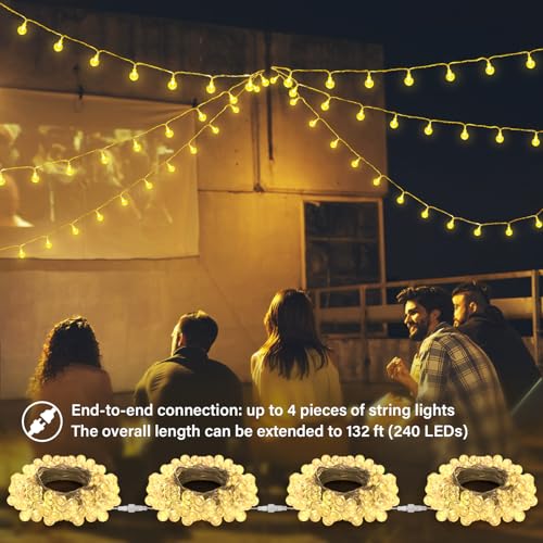 OMIKA Globe Outdoor String Lights Plug in, Connectable 66ft 120LED Crystal Ball Light Waterproof Remote, 24 Colors Decorative Lights for Patio Umbrella Tent Garden Eaves Party Indoor Christmas Décor - color: Color Changing, size: 66ft 120LED
