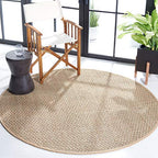 SAFAVIEH Area Rug 3' Round - Natural Fiber Collection - Natural & Beige, Seagrass, Basketweave Pattern with Border (NF114A) - color: Natural/Beige, size: 3' (Round)
