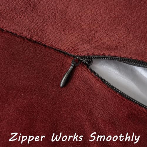 FUTEI Burgundy Velvet Decorative Throw Pillow Covers 18x18 Set of 2,Soft Cozy Edge with Tassels Cushion Case,Boho Modern Home Decor for Couch Bed Living Room - color: Burgundy, size: 18" x 18" (Pack of 2)