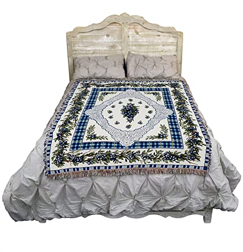 Pure Country Weavers Blueberry Lace Blanket - Garden Floral Gift Tapestry Throw Woven from Cotton - Made in the USA (72x54) - color: Blueberry Lace