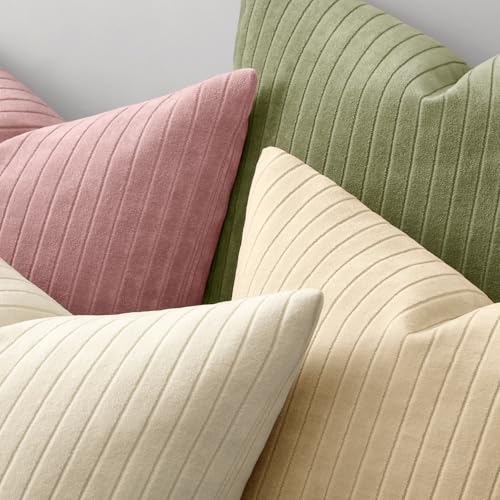 MIULEE Set of 2 Blush Pink Decorative Throw Pillow Covers 20x20 Inch, Thick Soft Textured Striped Cushion Covers, Modern Solid Color Farmhouse Boho Pillow Case for Sofa Couch Bed Living Room - color: Blush Pink, size: 20" x 20" (Pack of 2)