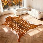Huichenxing2021FURSTORE Faux Deer Skin Rug,Animal Deer Hide Rug Antelope Print Skin Faux Reindeer Cow Hide Area Rugs for Living Room Bedroom 5.3x6.6ft - color: Deer 78.7''l X 63''w