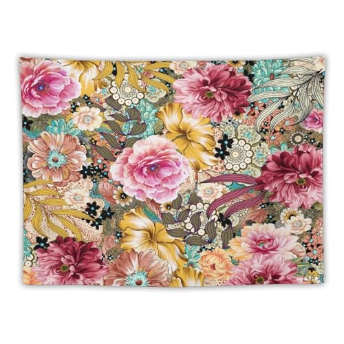 Houselerax Boho Vintage Floral Tapestry Wall hanging,Bohemian Blossom Colorful Mandala Flower Tapestries, Botanical Spring Multi Color Tapestry for Bedroom Home Hippie Wall Decor 40"x30" - color: Boho Floral-5, size: W40xL30in