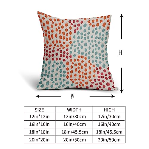 Blue Orange Red Pillow Covers 16x16 Set of 2 Fall Colored Art Dot Decorative Throw Pillows Trendy Print Outdoor Pillowcase Holiday Seasonal Cushion Cover Linen Pillow Case Decor for Sofa Couch Bed - color: Blue Orange Red Dots, size: 16" x 16" (Pack of 2)