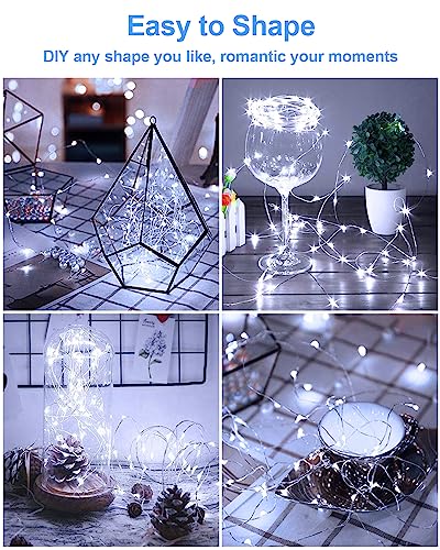 20 Pack Fairy Lights Battery Operated 3.3ft 20 LED Mini String Lights Copper Wire Twinkle Lights for Mason Jars Festivals Wedding Christmas Party Centerpiece Table Decorations, Warm White & Cool White - color: Warm White + Cool White