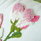 vctops Farmhouse Hibiscus Flowers Cotton Tufted Throw Pillow Cover Spring Floral Embroidery Pillowcase Soft Square Cushion Case for Sofa Couch Bed Chair (Pink F,18"x18") - color: Pink F