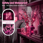 8 Pack Rechargeable LED Fairy Lights 7Ft 20LED Battery Operated with Remote, DIY Timer & 8 Modes, Mini Twinkle String Lights for Indoor Christmas Wedding Mason Jar Bedroom Party Table (Pink) - color: Pink