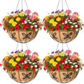4 Pack 14 Inch Hanging Baskets for Plants Outdoor Metal Hanging Planter Basket with Coco Coir Liner Hanging Flower Baskets Hanging Flower Pots Holder for Garden, Patio(Butterfly) - size: 14 Inch, style: Contemporary
