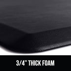 GORILLA GRIP Comfortable Cushioned Kitchen Mats for Floor, 70x24, Waterproof and Stain Resistant Soft Top, 3/4 Inch Thick Ergonomic Standing Desk Anti Fatigue Mat, Foam Supports Ankles and Feet, Black
