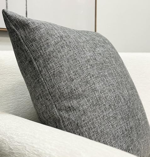 Aiking Home Woven Fine Faux Linen Throw Pillow Cover, Size 18"x18", Gray - color: Gray, size: 18" x 18" (Pack of 1)