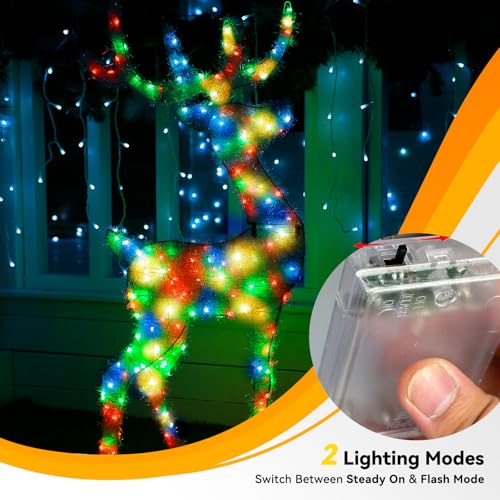 4 Pack 240LED Christmas Multicolor Fairy Lights Battery Operated - 20FT Twinkle Lights with 2 Lighting Modes Indoor Outdoor, Waterproof Led Fairy String Light for Bedroom, Dorm, DIY, Christmas Decor - color: Multicolor, size: 4 Pack