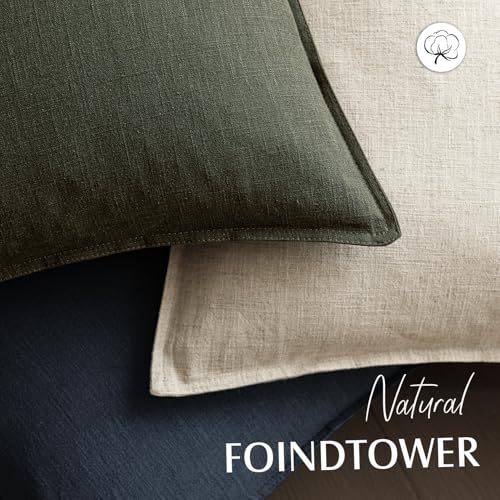 Foindtower Pack of 2, Decorative Linen Solid Throw Pillow Covers Soft Accent Cushion Case Farmhouse Neutral Pillowcase for Chair Couch Sofa Bedroom Living Room Home Decor 16x16 Inch Olive Branch Green - color: Rifle Green, size: 16" x 16" (Pack of 2)