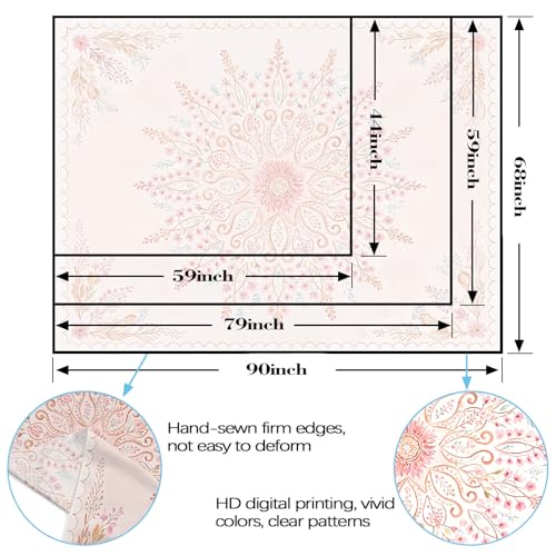 Lunerfex Floral Mandala Tapestry Boho Tapestry for Bedroom Pink Tapestries Wall Hanging Living Room Wall Art and Home Decor 44x60 - color: Pink, size: 60"L x 44"W