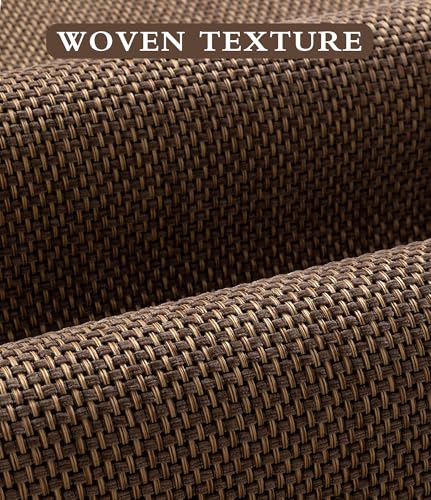 YIHOUSE Bathroom Rugs Sets 2 Pieces, Coffee Ultra Thin Bath Mats Fit Under Door, Absorbent Quickly Dry Rubber Backing Braided Bath Mat Set, Non Slip Washable Bath Rugs Mat for Bathroom Floor, Coffee - color: Coffee, size: 2pieces